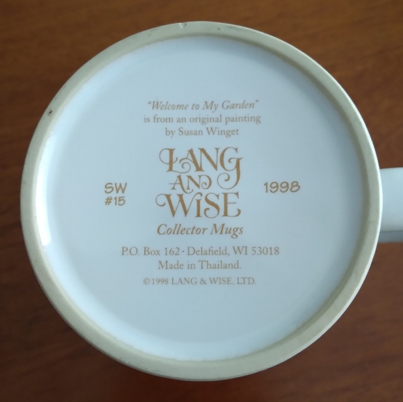 Lang and Wise Collector Mugs Welcome to My Garden Coffee Cup SW #15 1998 - Picture 5 of 5